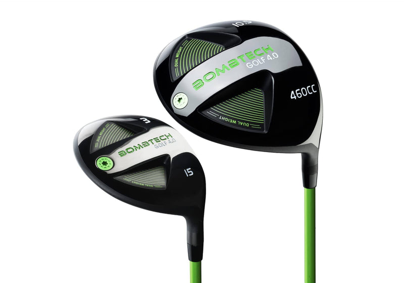 BombTech Golf - 4.0 Driver and 3 Wood Bundle - Premium Golf Wood Set for Men - Easy to Hit Off Tee - Max Forgiveness and Accuracy (9 Stiff) - Golf Gift