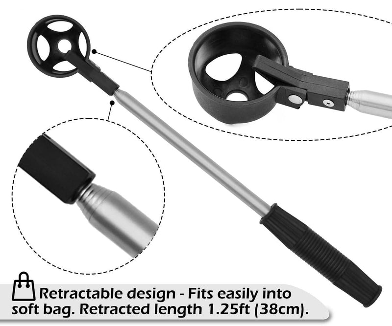 Famgee Portable Retractable Golf Ball Retriever Telescopic Scoop Saver Pick Up Automatic Locking Stainless Steel Shaft Tool - Golf Gift