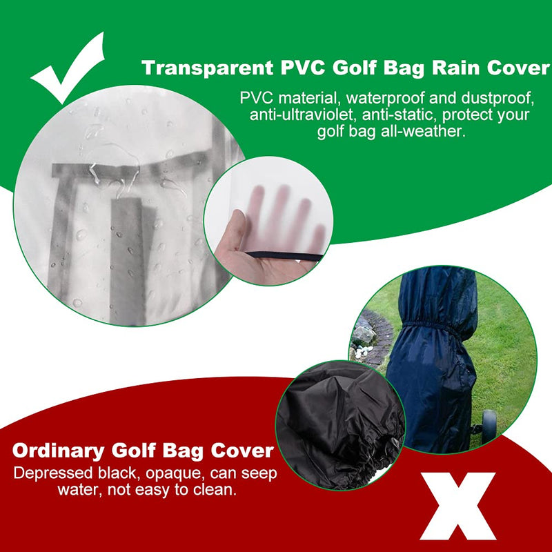 KBNIAN Golf Bag Rain Cover, PVC Trolley Rain cover Rain Hood Waterproof Windproof Translucent PVC Golf Cart Travel Bag Rain Hood Portable Golf Rain Hood for Golf Bags Push Carts - Golf Gift