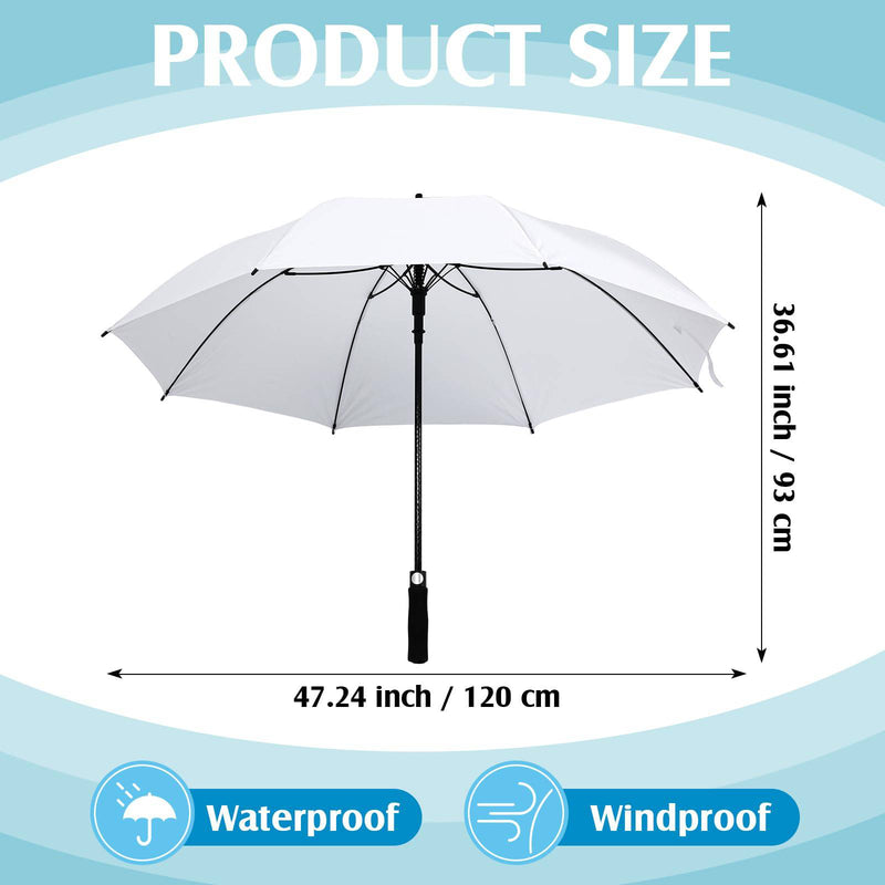 Weewooday 2 Pcs Large White Golf Wedding Umbrella 47.2 Inch Automatic Travel Umbrellas Windproof Plastic Handle Umbrella Wedding Brolly Photographer Parasol for Wedding Bride Bridegroom Party - Golf Gift