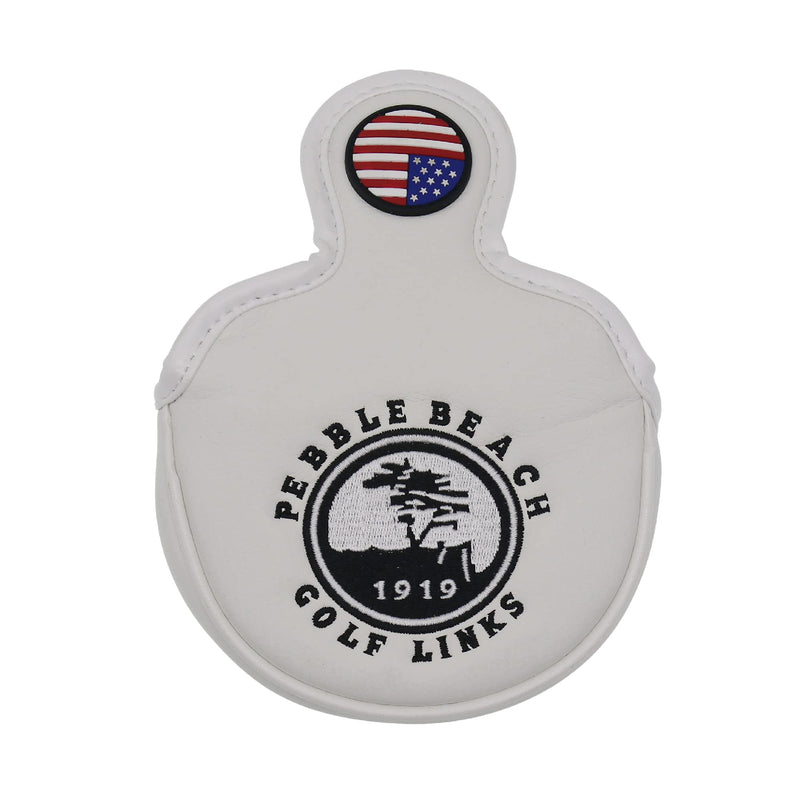 Pebble Beach Magnetic Closure Golf Small Mallet Shaped Putter Cover for Scotty Cameron (White) - Golf Gift