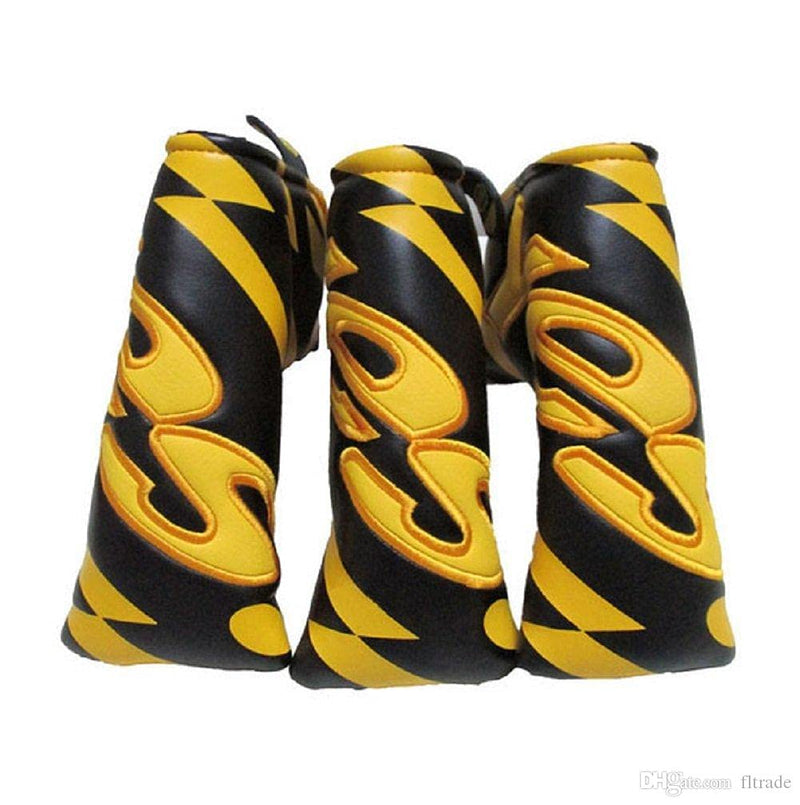 TOHMLAPE Golf Blade Putter Cover Headcover With PU Leather Velcro Closure,Yes Printed Patterned Design for Scotty Cameron Ping Ansor,Black & Yellow - Golf Gift