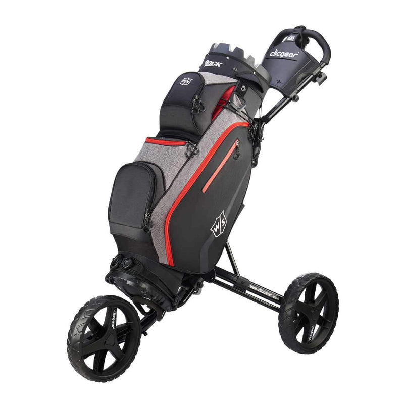 Wilson Staff Golf Bag, I LOCK III Cart Bag, Trolley Bag, For up to 9 irons, Black/Red/Grey, 3.2 kg, WGB4330GY - Golf Gift