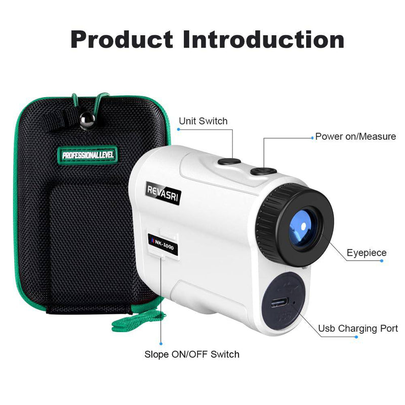 REVASRI Golf Rangefinder with Slope and Pin Lock Vibration, External Slope Switch for Golf Tournament Legal, Rangefinders with Rechargeable Battery 1000YDS Laser Range Finder - Golf Gift