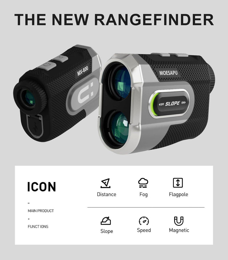 Golf Range finder with Slope Switch, Flag Lock, Vibration Reminder, 650 Yards Rechargeble Range Finder Golf with Magnet & 7X Magnification - Golf Gift