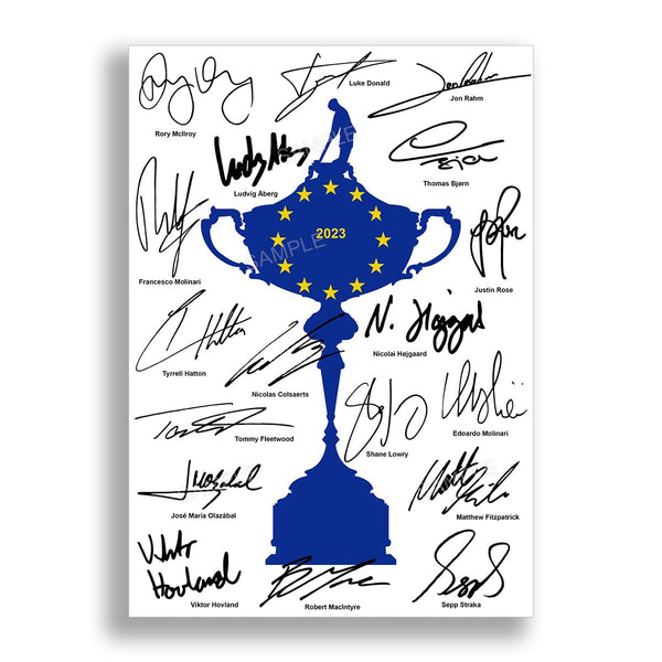 Team Europe Ryder Cup 2023 Signed Poster Photo Print Autograph Framed Memorabilia Golf Golfing Golfer Gift (A3 Poster Only) - Golf Gift