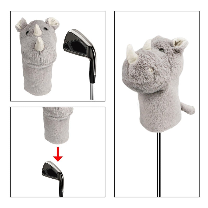 Baoblaze Golf Club Head Cover for Driver Driver Headcover Funny Animal Guard Cartoon Rhino Golf Accessories Golf Wood Cover - Golf Gift