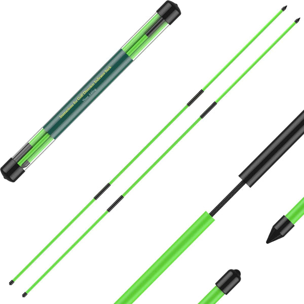 Uniclife 2 Pack Golf Alignment Sticks 120 cm Collapsible Golf Alignment Practice Rods for Aiming Putting Portable Golf Training Aid Full Swing Trainer Posture Corrector with Clear Storage Tube - Golf Gift