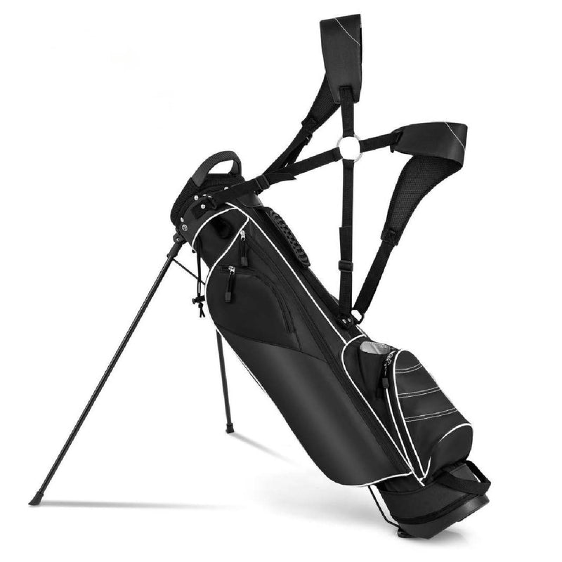 SPOTRAVEL Golf Stand Bag, Lightweight Golf Clubs Storage Bags with Adjustable Dual-Strap, 4-Way Top Divider & Foldable Bracket, Waterproof Golf Trolley Bag for Adults (Black) - Golf Gift