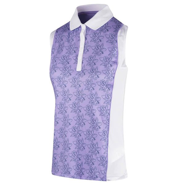 Island GREEN Womens Freesia Print Polo Shirt - Lavender/White - M - Golf Gift