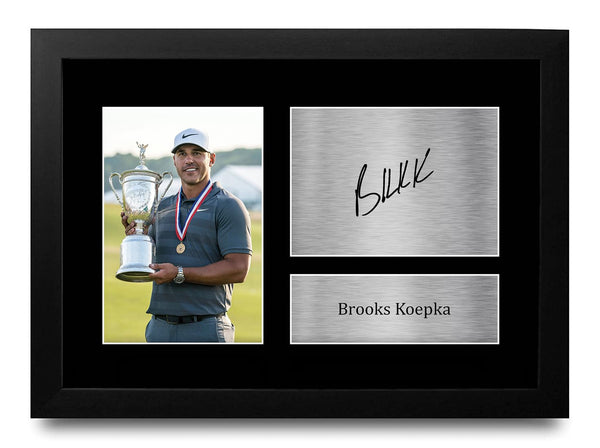 HWC Trading FR A4 Brooks Koepka Gifts Printed Signed Autograph Picture for Golf Memorabilia Fans - A4 Framed - Golf Gift