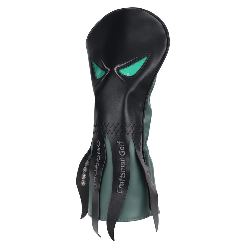 Craftsman Golf Octopus with Green Eyes Black Golf Driver Headcover Fits up to 460cc - Golf Gift