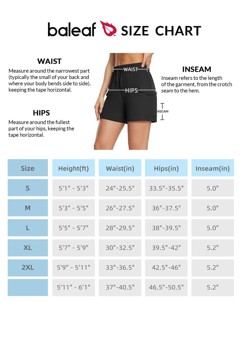 BALEAF Women's Hiking Cargo Shorts 5" Quick Dry Lightweight Travel Walking Golf Shorts with Pockets Water Resistant Black L - Golf Gift