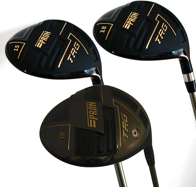 pron Japan USGA R A Rules Wood Golf Club Set with Headcovers, Driver Fairways, 10 15 18 Degree, TRV21 Model, Graphite Shaft, Senior Flex, Pack of 3 - Golf Gift