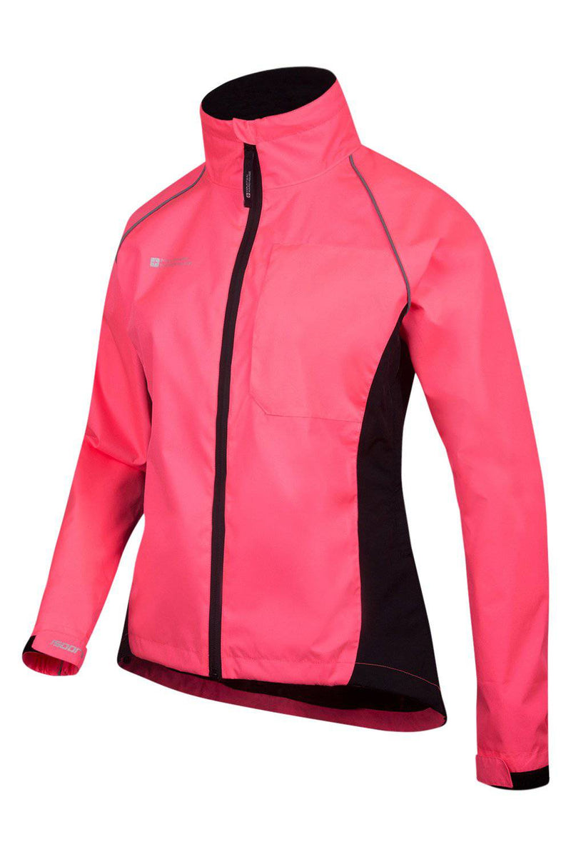 Mountain Warehouse Adrenaline Womens Waterproof Jacket - Breathable Ladies Coat, Taped Seams, Reflective Trims Rain Jacket - For Autumn Winter, Cycling, Running Bright Pink Women's Size 4 - Golf Gift