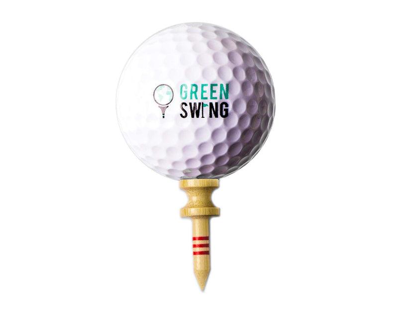 Green Swing Bamboo Golf Tees 32mm | Strong Sustainable Biodegradable | 30pcs | Red Castle Tees - Golf Gift