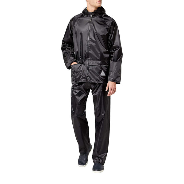 Result Mens Heavyweight Waterproof Rain Suit (Jacket & Trouser Suit) (M) (Black) - Golf Gift