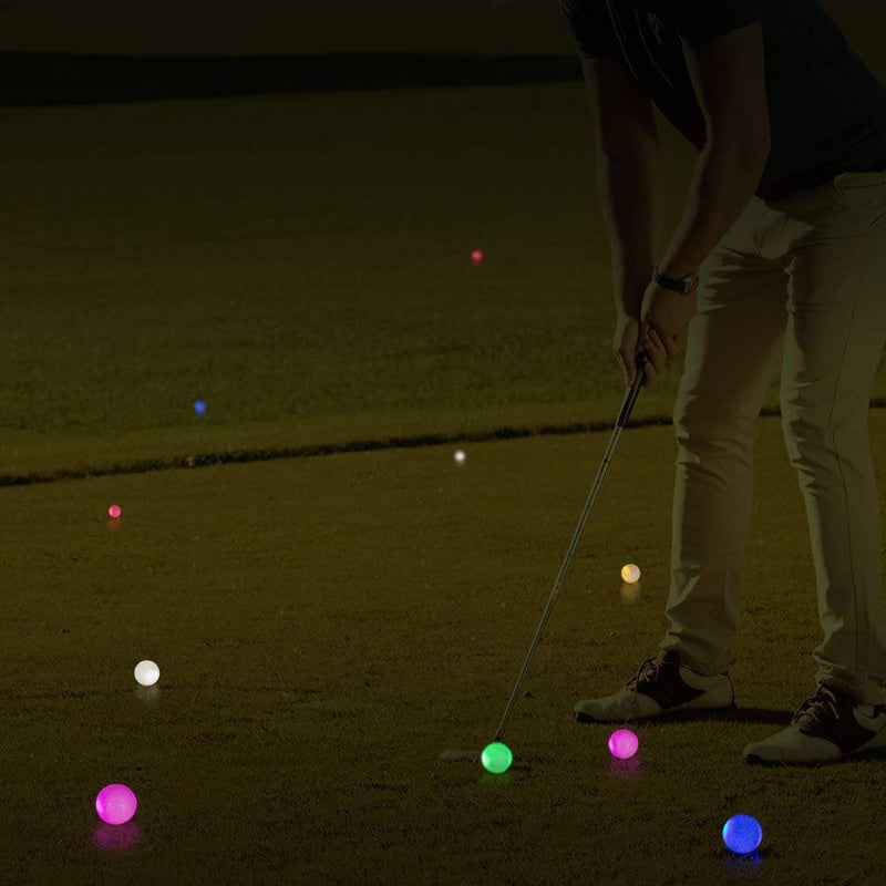 THIODOON Led Golf Balls Glow Golf Balls, Flashing Glowing Golf Ball, Night Glow Flash Light up, Long Lasting Bright Night Sports, 6 Colors for Your Choice (6 Pack) (Red Green White Blue Yellow Pink) - Golf Gift