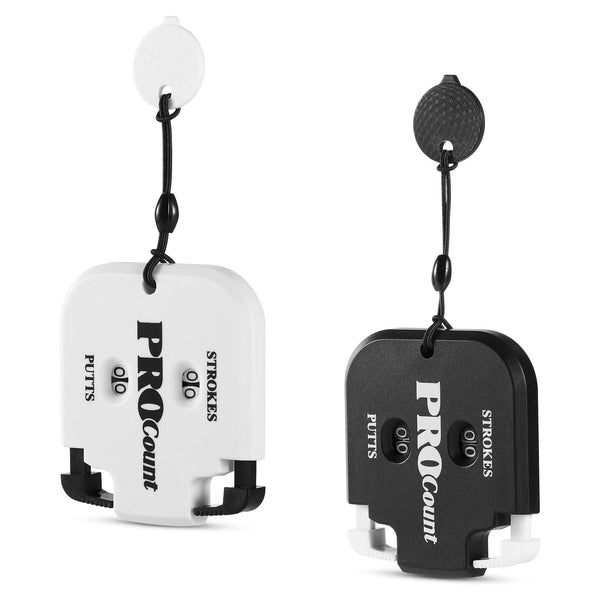 lasuroa 2pcs Golf Stroke Counter, Mini Golf Shot Clicker Counter Portable Golf Score Keeper with Dial Reset Tool Key Chain for Outdoor Sport Scoreboard Games Golf Accessories (Black + White) - Golf Gift