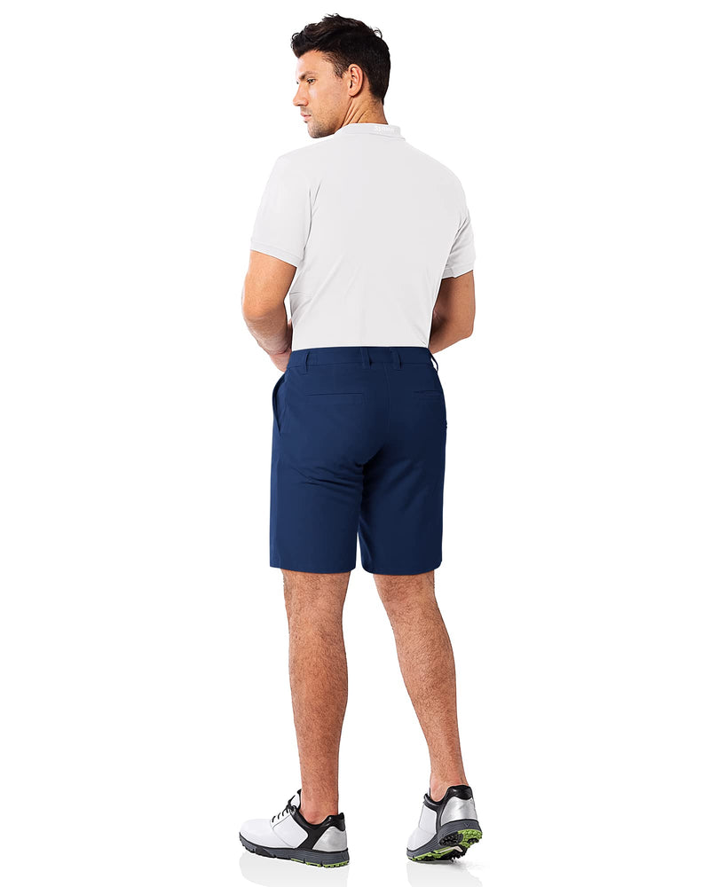 33,000ft Men's Golf Shorts 9" Dry Fit Stretch Golf Short UPF 50+ Lightweight Flat Front 4-Way Stretch Bermuda Shorts Breathable Shorts with 4 Pockets and Tee holder, Deep Blue 34W x 9L - Golf Gift