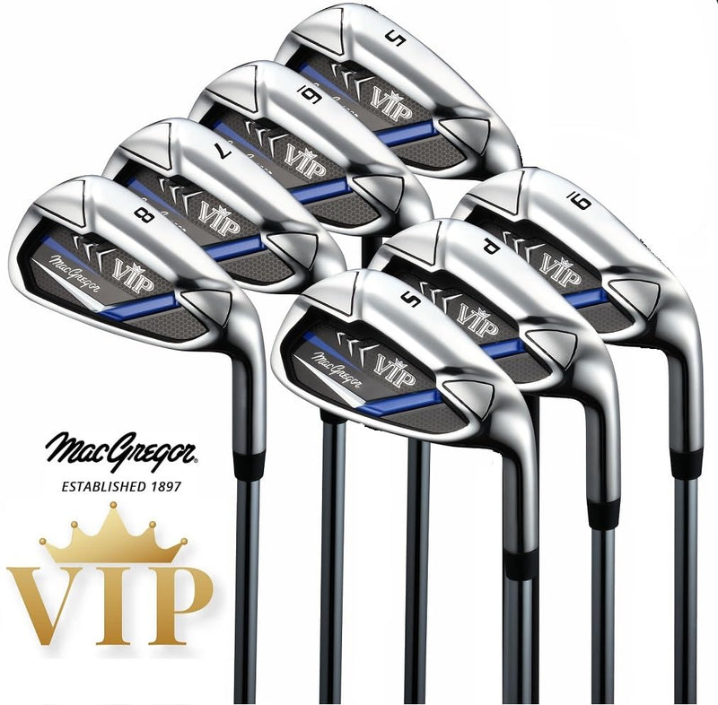 MacGregor VIP Mens 12 Piece Steel +1 Inch Longer Complete Golf Set & Deluxe Cart Bag Navy/White/Red