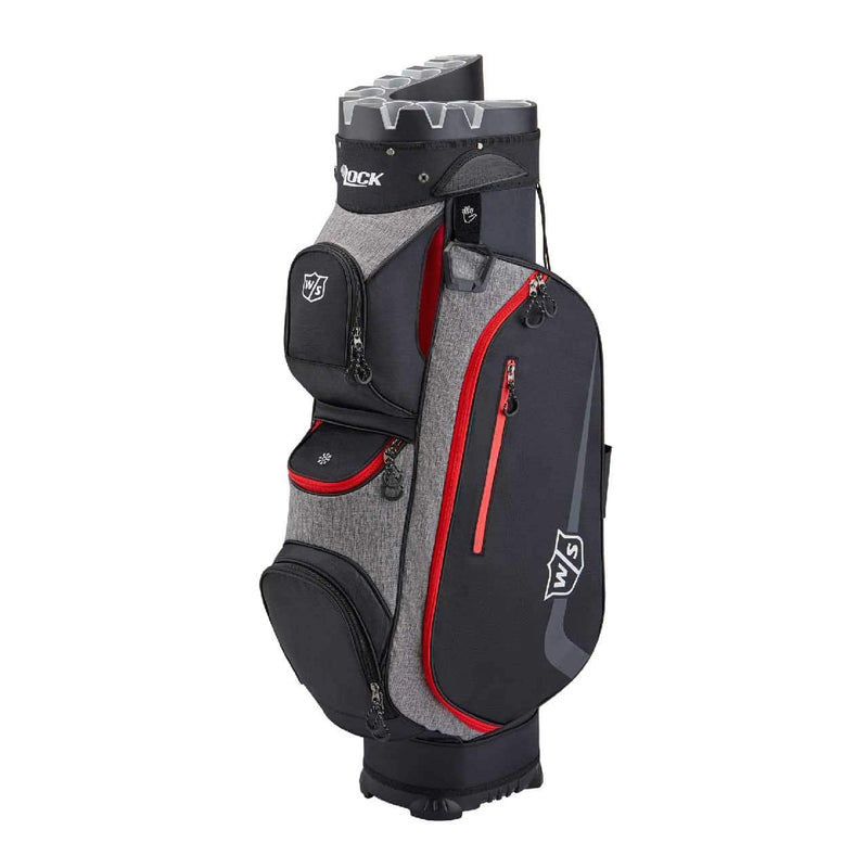 Wilson Staff Golf Bag, I LOCK III Cart Bag, Trolley Bag, For up to 9 irons, Black/Red/Grey, 3.2 kg, WGB4330GY - Golf Gift