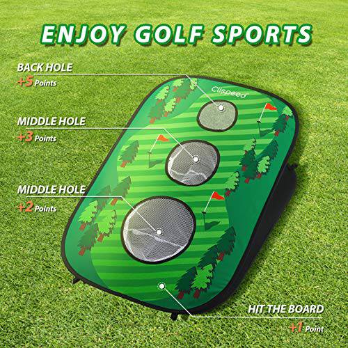 Golf Mat Chipping Net, Collapsible Portable 3 Holes Game Set for Adults & Kids Summer Backyard Lawn Outdoor Activities (Style 2) - Golf Gift