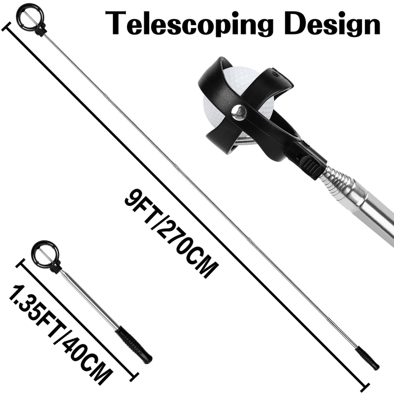 THIODOON Golf Ball Retriever Telescopic for Water with Locking Button 275CM Golf Ball Picker Upper Grabber for End of Putter Retractable Ball Retriever Tool Golf Accessories and Gifts for Men - Golf Gift