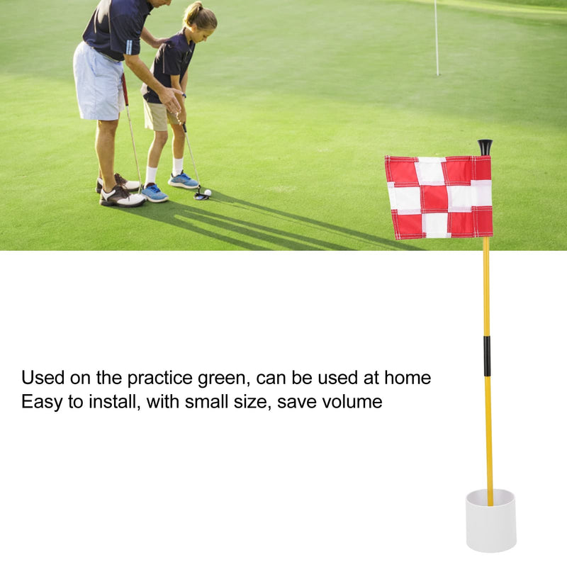 Fiberglass Golf Flag Stick Set Small and Convenient, Sturdy Flagpole, Easy Drainage for Home or Practice Greens with Tear Resistant Flagfor Kids or Juniors (White Red Grid) - Golf Gift