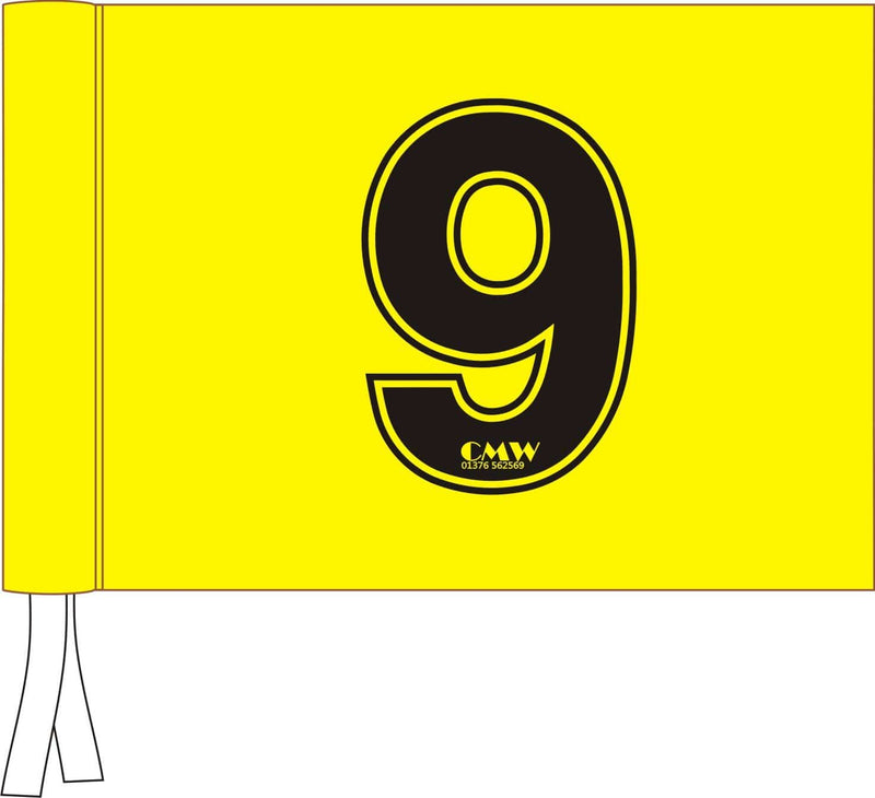 CMW Golf Flags - set of 9 - Numbered 10-18 - YELLOW - Golf Gift