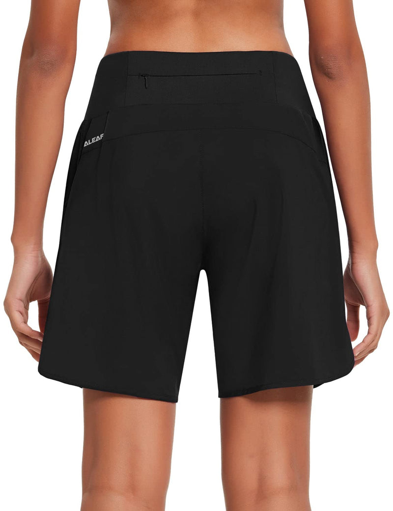 BALEAF Women's Running Shorts 2 in 1 High Waisted Gym Shorts Quick Dry with Back Zipper Pockets for Yoga Workout Black XL - Golf Gift