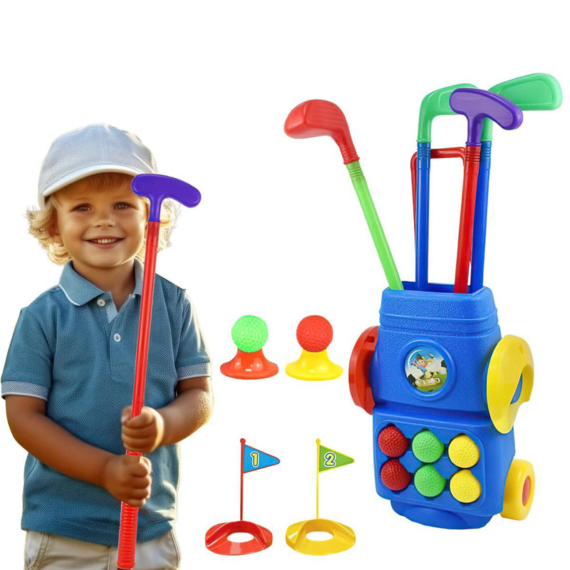 xwin sportseries Kids Golf Club Set Toddler Sports Toy with 6 Colourful Balls, 4 Adjustable Clubs, 2 Practice Holes in Golf Suitcase with Handle – Indoor Outdoor Play Equipment for Boys Girls Age 3-6 - Golf Gift