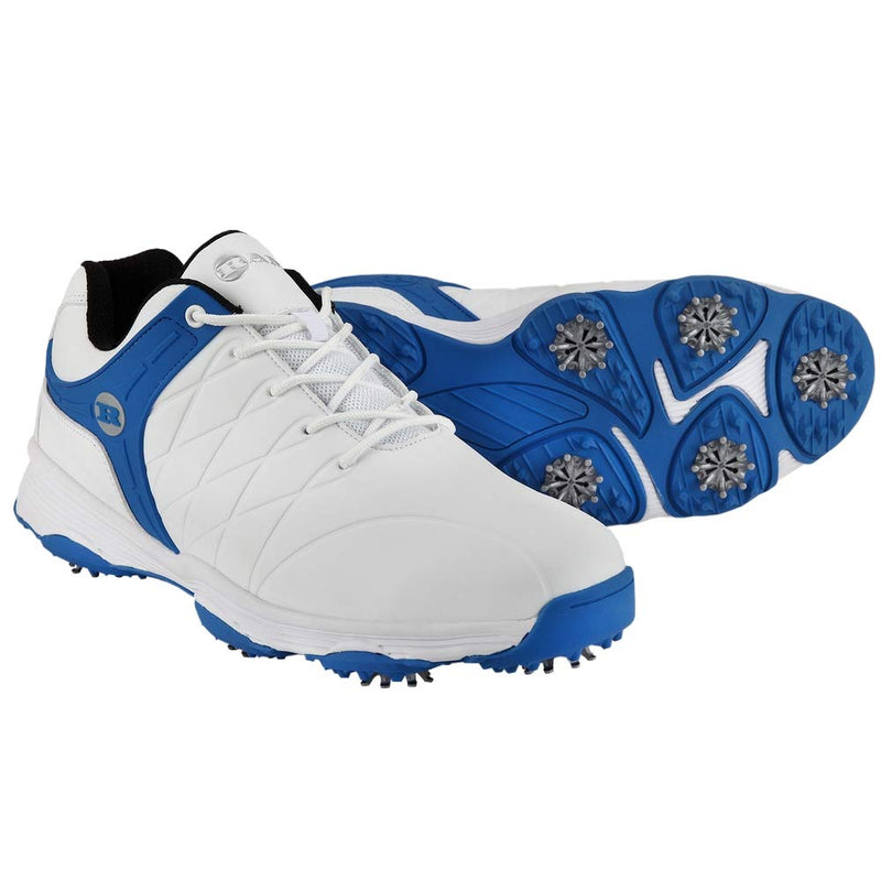 Ram Golf FX Tour Mens Waterproof Golf Shoes- White/Blue- UK 10 - Golf Gift