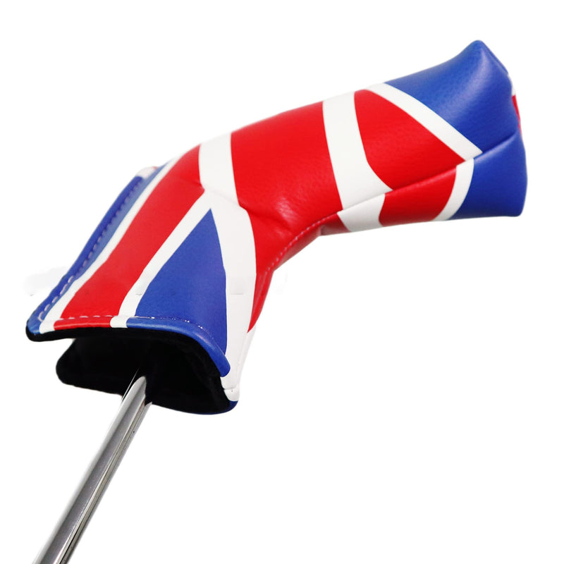 UK Flag Pattern Golf Putter Head Cover, Waterproof and Durable Leather, Thick Plush Velcro Closure, Fits Blade Putters Cute and Soft - Golf Gift