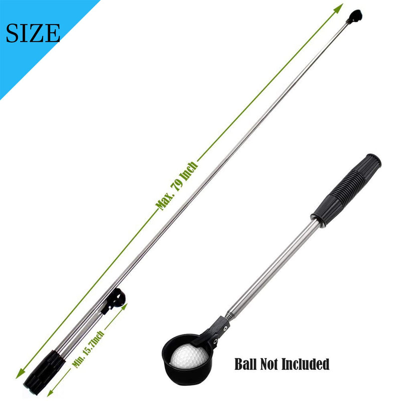 Harmon Wandyer Golf Ball Retriever, Portable Retractable Telescopic Scoop Saver Pick Up Automatic Locking Stainless Steel Shaft Tool - Golf Gift