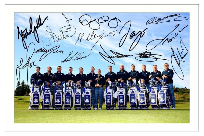 Europe 2014 Ryder Cup Winning Team Multi Signed 12x8 Inch Photo Print Pre Printed Signature Golf Autograph Gift Artwork, Wall Art - Golf Gift