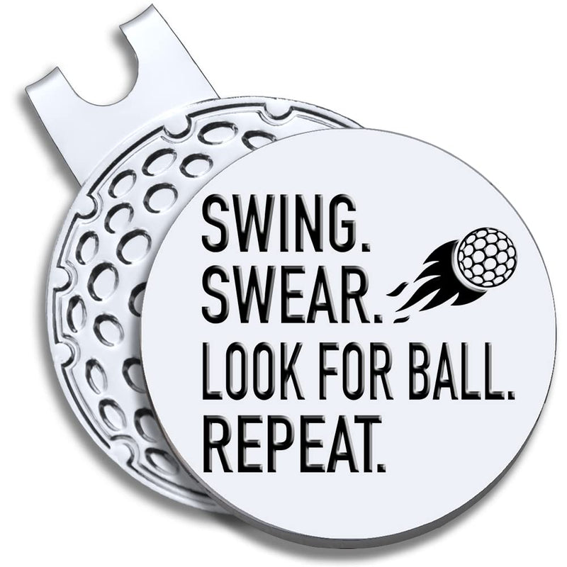 GEYGIE Swing Swear Look for Ball Repeat Golf Ball Marker with Magnetic Hat Clip, Funny Golf Accessories Gifts for Men Women, Golf Gifts for Men Woman, Birthday Gifts for Golf Fan, Golf Novelty Gift - Golf Gift