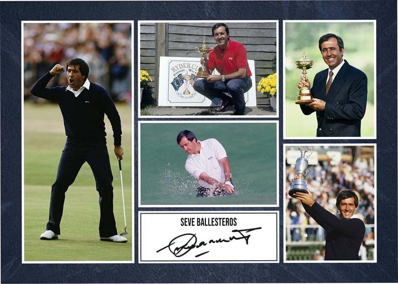 RJR PRINTS Seve Ballesteros - Golf Signed A4 Montage Photo Print Pre Printed Signature Autograph Gift - Golf Gift