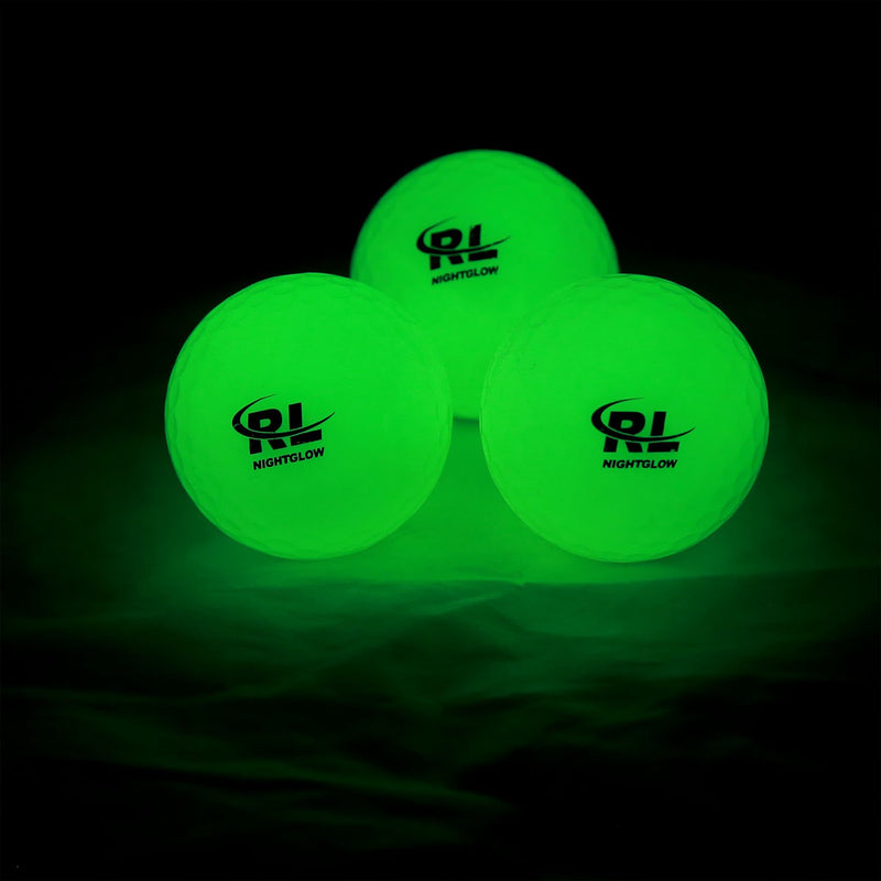 R&L Glow Golf Balls for Night Sports - Tournament Fluorescent Glowing in The Dark Golf Ball - Long Lasting Bright Luminous Balls Rechargeable with UV Flashlight - Included (6 Pack) - Golf Gift