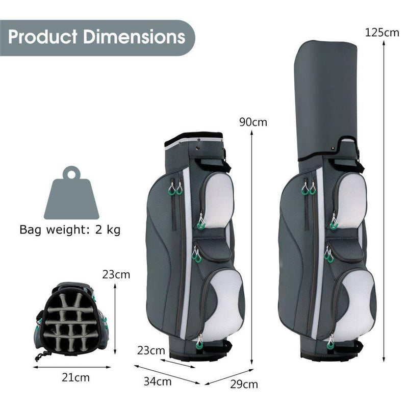 SPOTRAVEL Golf Cart Bag, Golf Club Bag with 14 Top Dividers & 7 Zipped Pockets, Lightweight Portable Golf Bag for Men and Women (Grey，34 cm x 29 cm x 90 cm) - Golf Gift