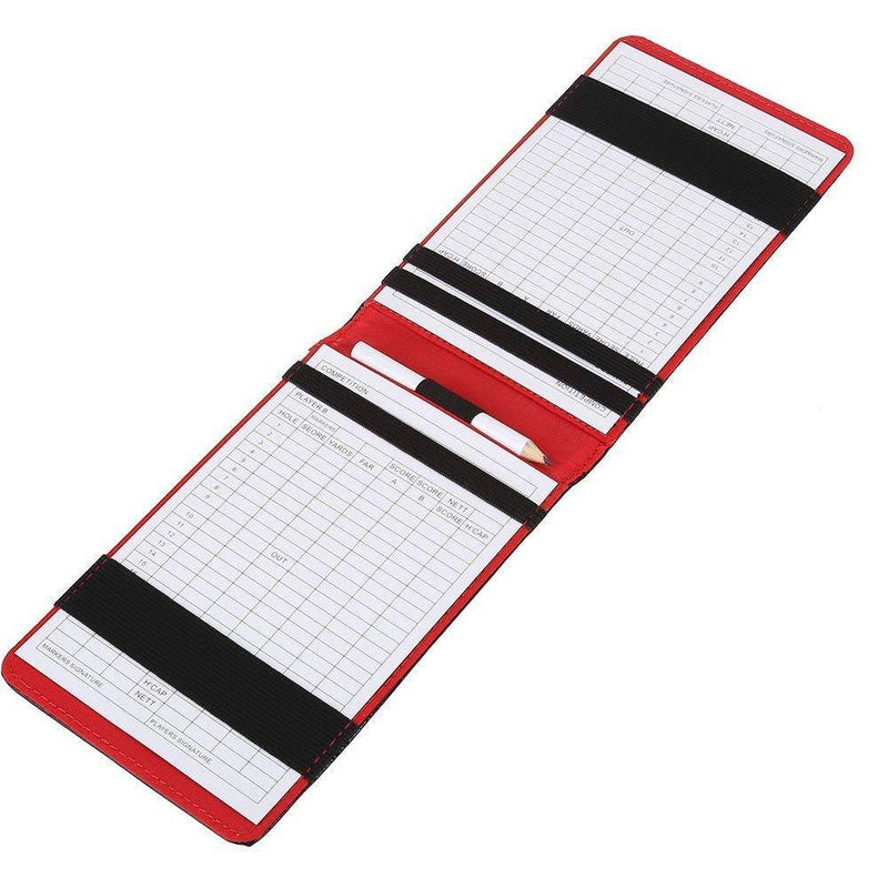 KOFULL Golf Scorecard Holder Popular Leather Golf Scorecard and Yardage Book Holder Pocketbook Tracking Card Holder free send 2PCS golf score cards (black) - Golf Gift