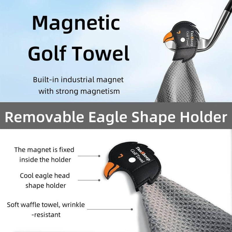 Golf Towel with Strong Magnet, Golf Accessories for Golf Bags with Cool Magnetic Holder, Microfiber Waffle Pattern Golf Towel, Golf Gifts for Men - Golf Gift