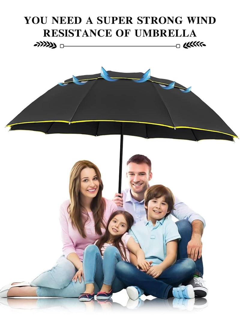 Kalolary 62 Inch Extra Oversize Large Compact Golf Umbrella，Double Canopy Vented Windproof Waterproof Stick Umbrellas for women & men - Golf Gift