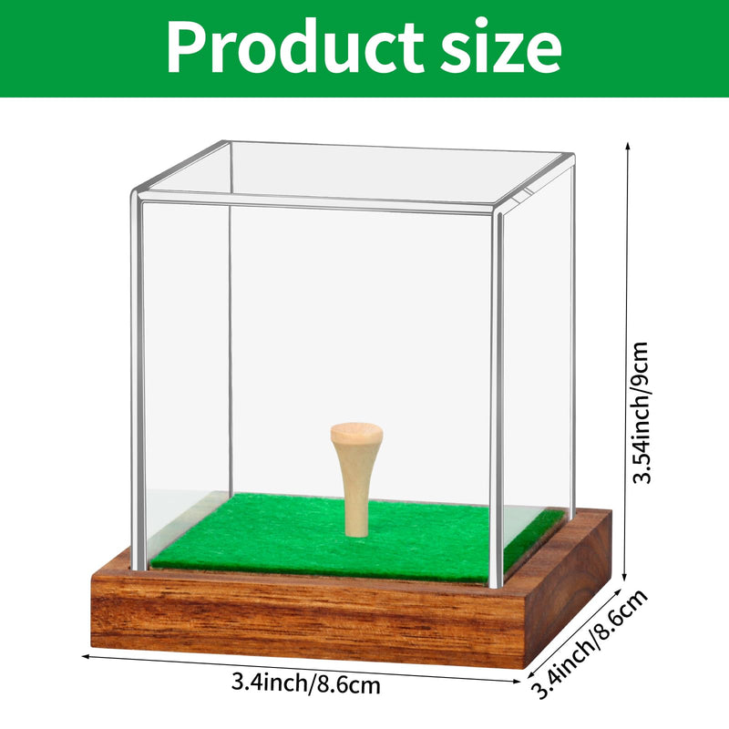 Hooqict Golf Ball Display Case Clear Acrylic Golf Ball Memorabilia Display Case with Wood Base and Grass Pad Ball Holder Stand Display Cube Single Golf Collection Box - Golf Gift