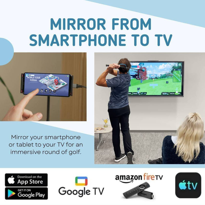 PHIGOLF World Tour Edition - Home Golf Simulator, Access 38,000+ Golf Courses Worldwide. Includes A Compact Weighted Swing Stick, 9-axis Swing Sensor, Supports Android and iOS Devices - Golf Gift