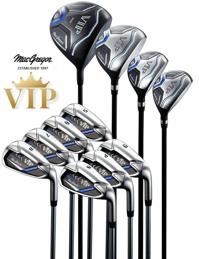 MacGregor VIP Mens 12 Piece Graphite Complete Golf Set & Deluxe Cart Bag Navy/White/Red - Golf Gift