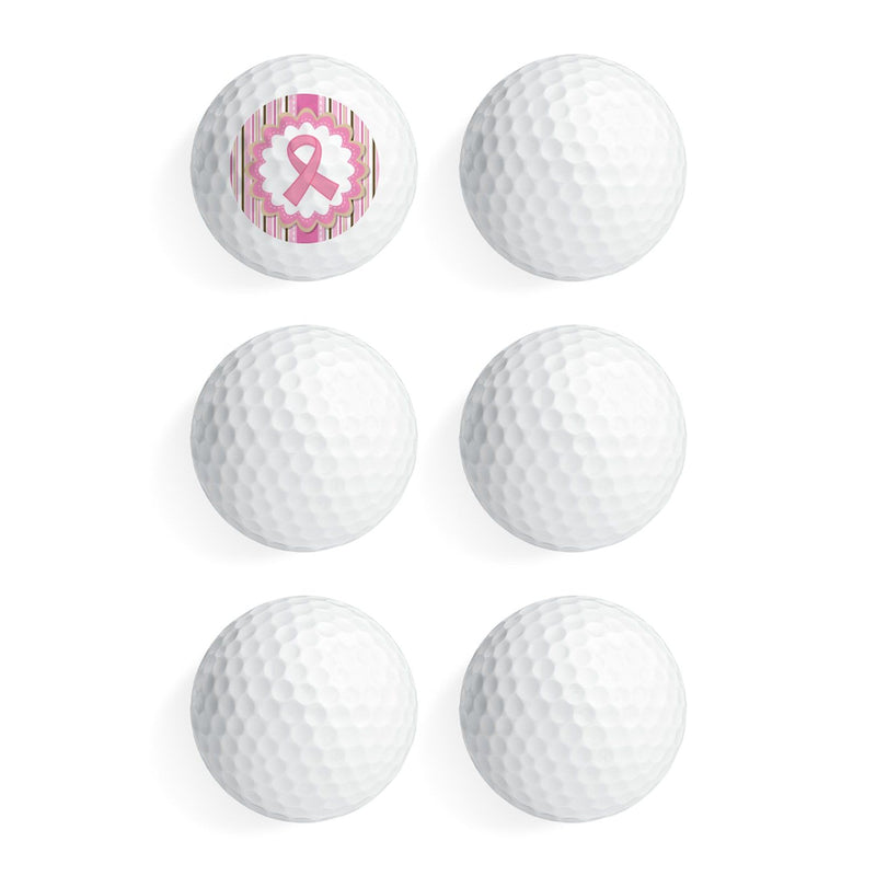 CafePress Breast Cancer Pink Striped Ribbon Golf Balls (Pk O Novelty Golf Balls (Pk of 6) - Golf Gift