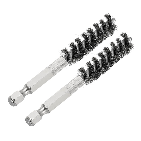 PATIKIL Golf Clubs Head Hosel Brush 0.43 Inch, 2 Pack Golf Shaft Ferrules Cleaning Tool Hex Shank Handle Electric Drill Wire Brush for Wood and Iron, Silver - Golf Gift