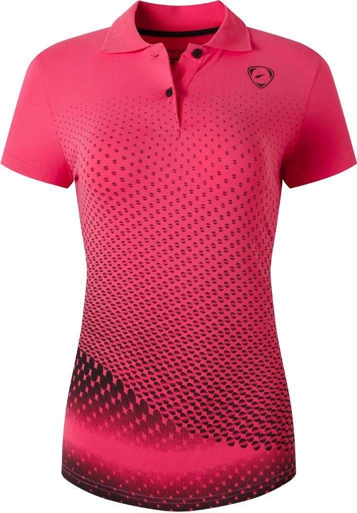 jeansian Women's Sports Breathable Short Sleeve Polo T-Shirts Tee SWT251 Rosered S - Golf Gift