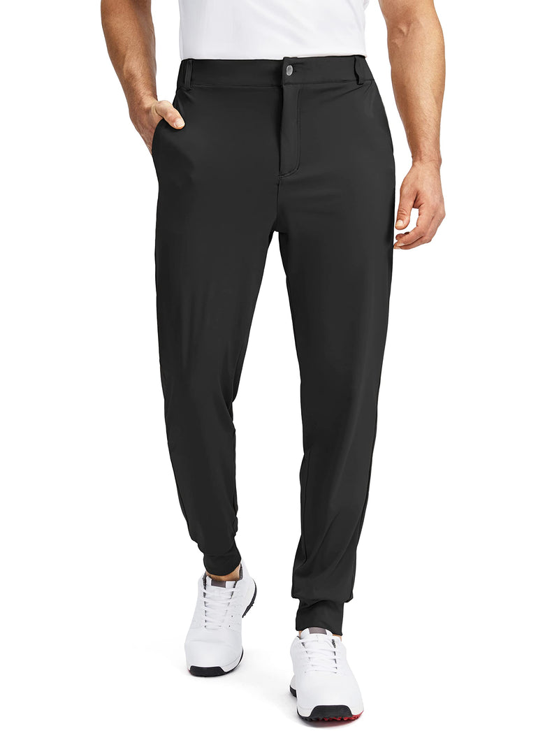 Soothfeel Men's Golf Joggers Pants with 5 Pockets Slim Fit Stretch Sweatpants Running Travel Dress Work Pants for Men, 01-Black, Large - Golf Gift